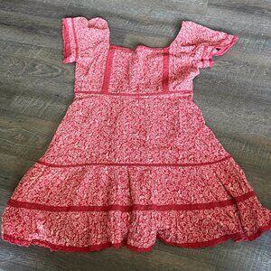 American Eagle size XL red floral mini dress lace floral summer short sleeve